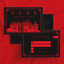 Gothic Vampire Castle Border Black Red Wedding
