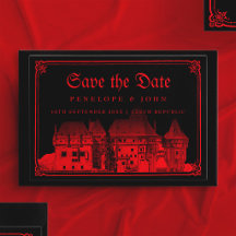 Gothic Vampire Castle Border Black Red Wedding
