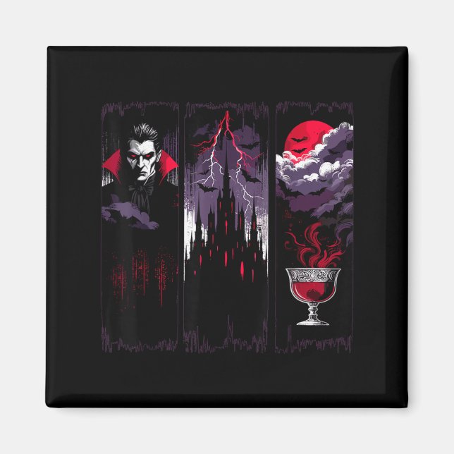 Gothic Vampire Castle Horror Halloween Night Magnet (Front)