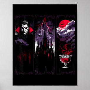 Gothic Vampire Castle Horror Halloween Night Poster