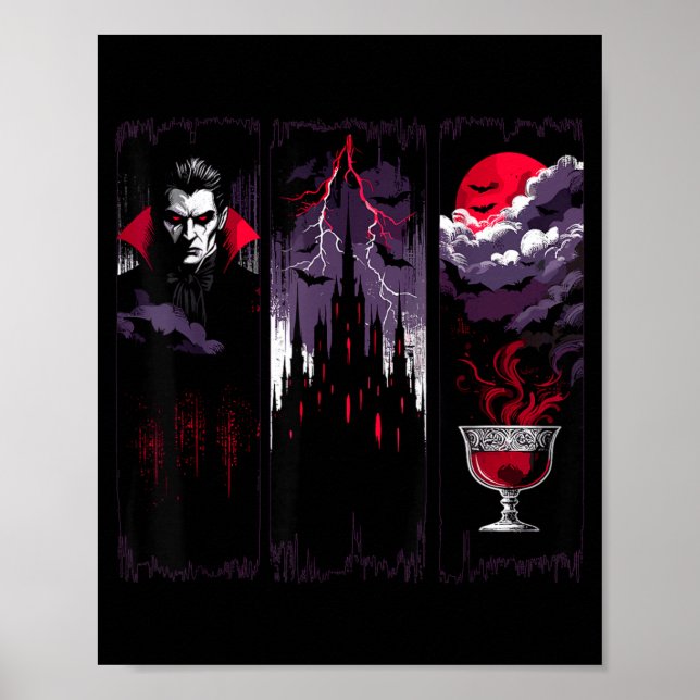 Gothic Vampire Castle Horror Halloween Night Poster (Front)