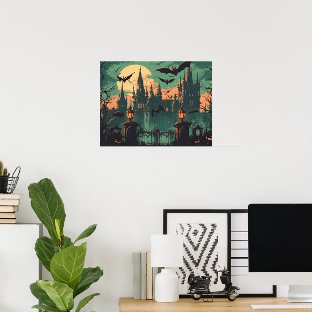 Gothic Vampire Castle under the Full Moon Poster (Home Office)
