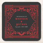 Gothic Vampire Cathedral Wedding  Square Paper Coaster<br><div class="desc">Invite your wedding guests with this elegant and gothic design. Perfect for a Gothic or Halloween-themed wedding. You can customise this further by clicking on the "PERSONALIZE" button. Matching Items in our shop for a complete party theme.</div>