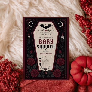 Gothic Vampire Coffin Dark Halloween Baby Shower Invitation