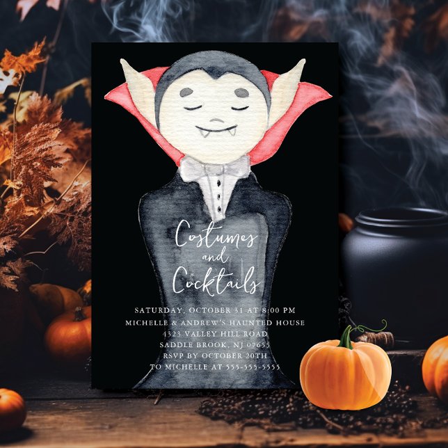 Gothic Vampire Costumes & Cocktail Halloween Party Invitation (Creator Uploaded)