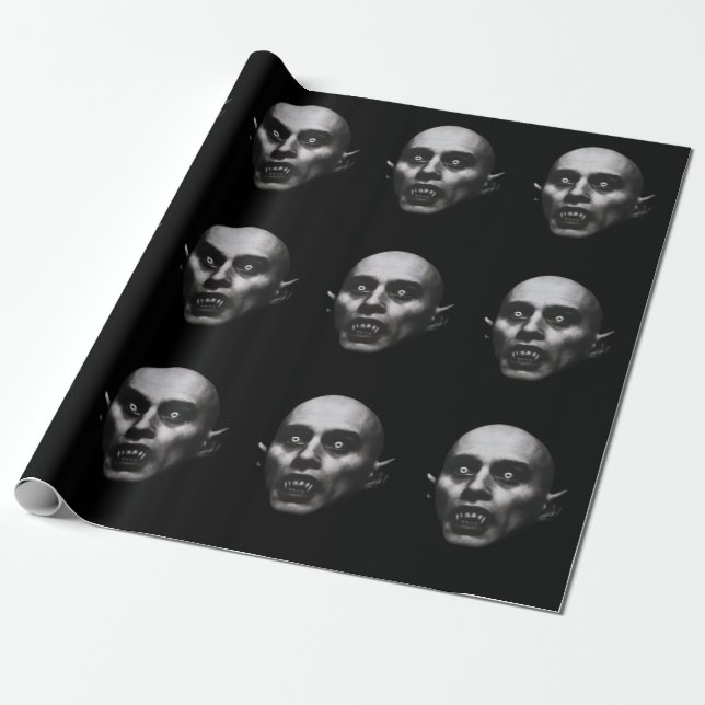Gothic Vampire Fangs Horror Wrapping Paper (Unrolled)