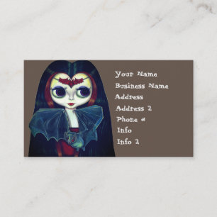 Gothic Vampire Girl with Bat Big Eyes Cute Business Card