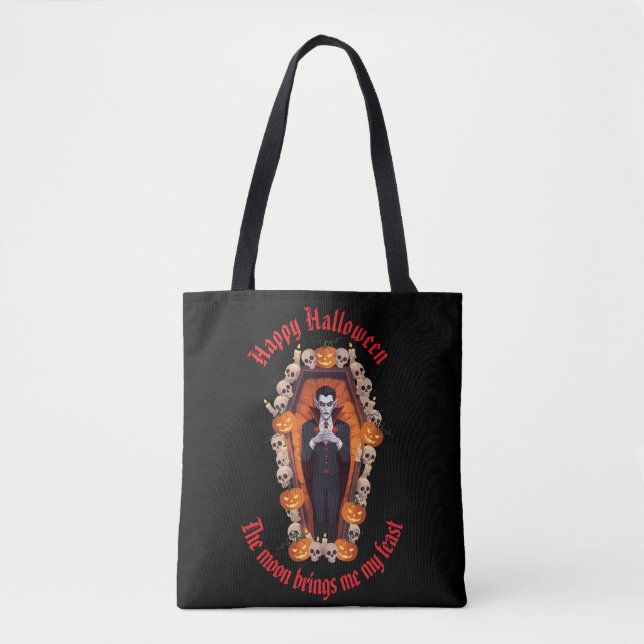 🧛‍♂️ Gothic Vampire Halloween Black Tote bag 🎃🖤 (Front)