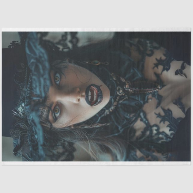 Gothic Vampire Lady Nocturne Decoupage  Tissue Paper (Front)