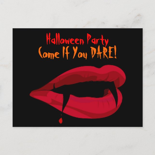 Gothic Vampire Lips Halloween Party Invitation (Front)