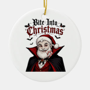 Gothic Vampire Santa Christmas Design Ceramic Tree Decoration