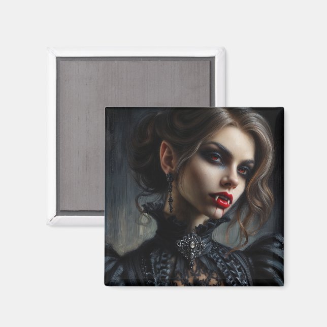 Gothic Vampire Woman With Fangs Magnet (Front/Back)