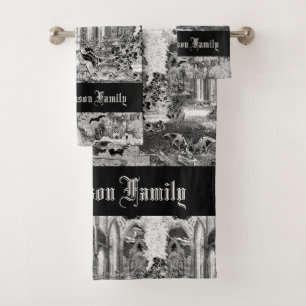 Gothic Vampires Crypt Graves Bats Skulls Goth Bath Towel Set