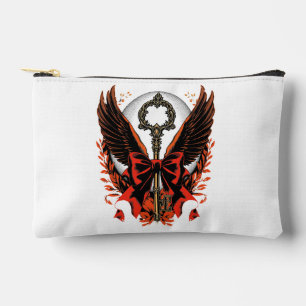 Gothic Velvet Bow Key with Wings & Moon Accessory Pouch