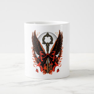 Gothic Velvet Bow Key with Wings & Moon Large Coffee Mug