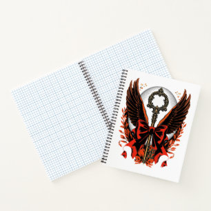 Gothic Velvet Bow Key with Wings & Moon Notebook