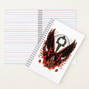 Gothic Velvet Bow Key with Wings & Moon Notebook