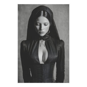 Gothic Velvet Hooded Portrait Closed Eyes Photo Print