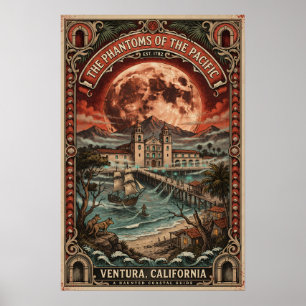 Gothic Ventura, CA Art Vintage Horror Travel Poster