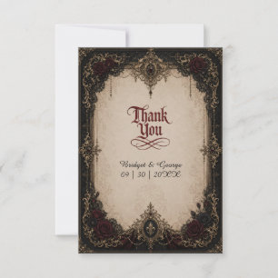 Gothic Victorian Baroque Mediaeval Gold Wedding Thank You Card