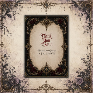 Gothic Victorian Baroque Mediaeval Gold Wedding Thank You Card