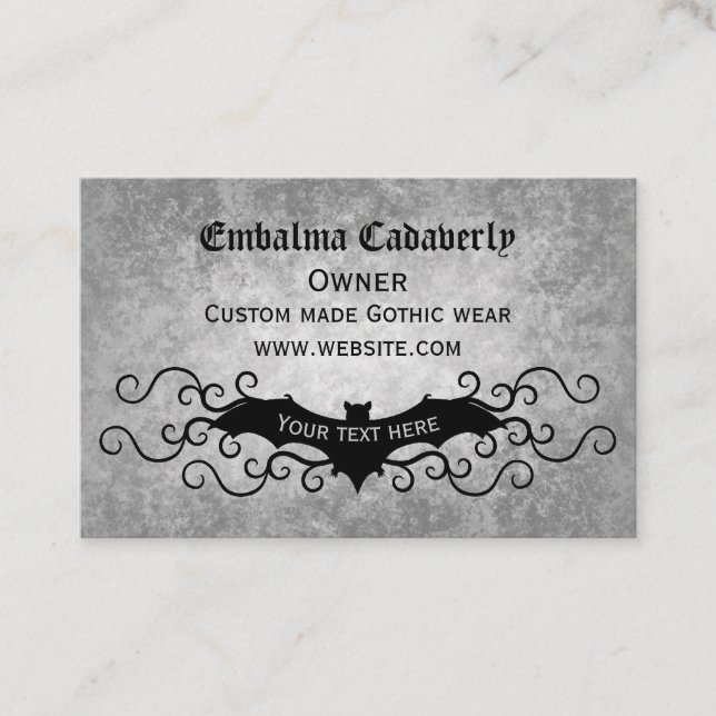 Gothic Victorian bat with swirls pretty Business Card (Front)