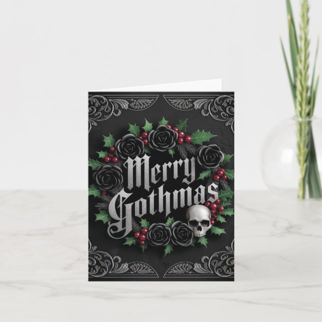 Gothic Victorian Christmas Design - Dark Elegance Holiday Card (Front)