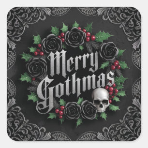 Gothic Victorian Christmas Design - Dark Elegance Square Sticker