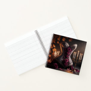 Gothic Victorian Corset Purple Roses Fall Autumn Notebook