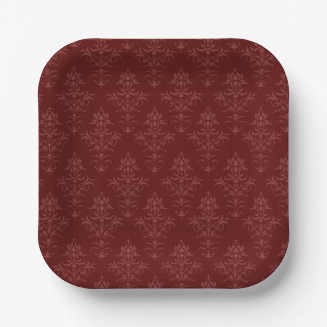 Gothic Victorian Damask Paper Plate (Front)