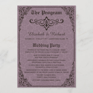 Gothic Victorian Damask Wedding Programs Programme