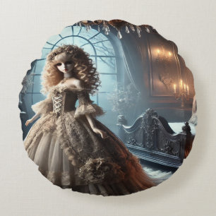  Gothic Victorian Doll – Enchanted Dark Round Cushion