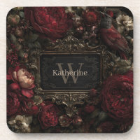 Gothic Victorian Frame with Dark Red Roses