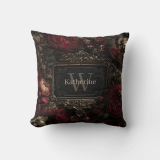 Gothic Victorian Frame with Dark Red Roses Cushion