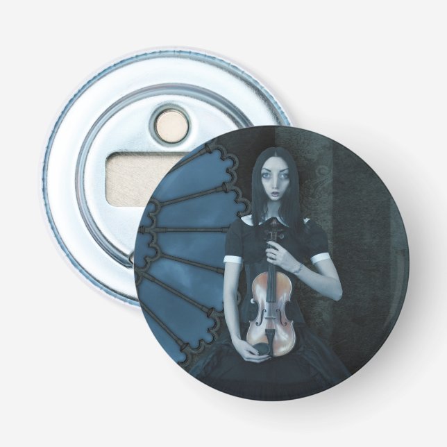 Gothic Victorian Girl Holding Violin Dark Fantasy  Bottle Opener (Front)