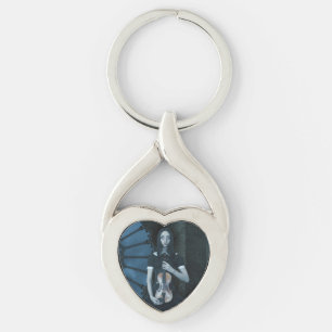 Gothic Victorian Girl Holding Violin Dark Fantasy  Key Ring