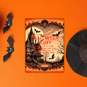  Gothic Victorian Haunted House Halloween Party Invitation