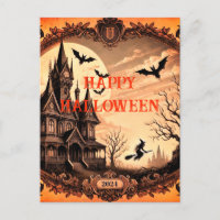 Gothic Victorian Haunted House Happy Halloween 