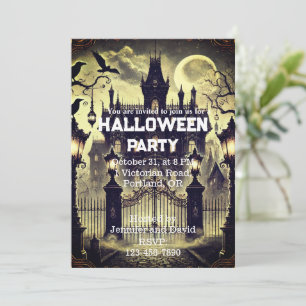 Gothic Victorian Haunted House Vintage Halloween Invitation