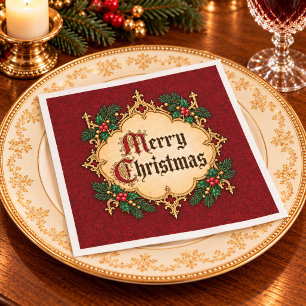 Gothic Victorian Merry Christmas Paper Napkins