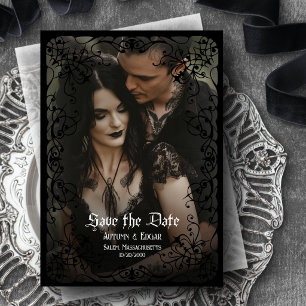 Gothic Victorian Photo Wedding Save the Date Invitation