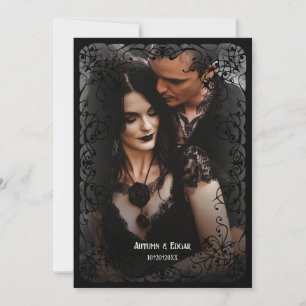 Gothic Victorian Photo Wedding Save the Date Invitation