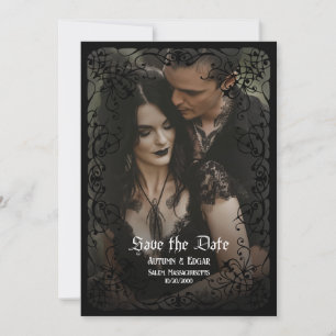 Gothic Victorian Photo Wedding Save the Date Invitation