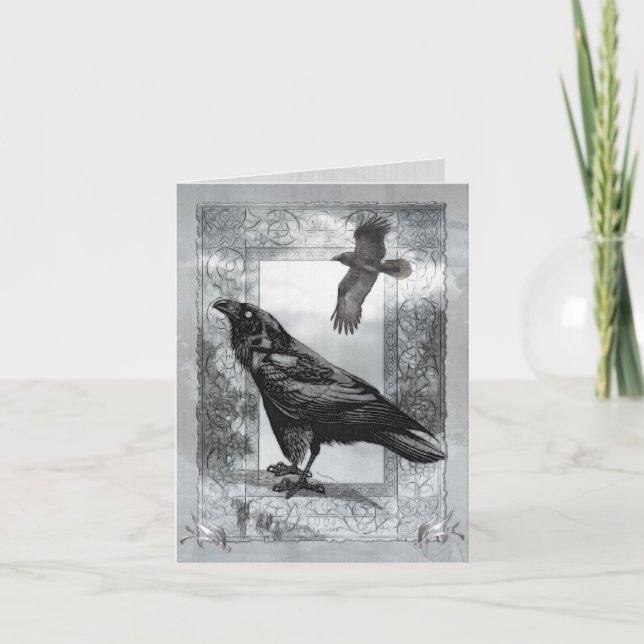 Gothic Victorian Raven Fantasy BLANK Stationary Note Card (Front)