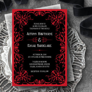 Gothic Victorian Red Black Wedding Invitation