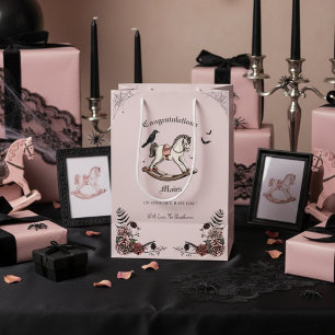 Gothic Victorian Rocking Horse Girl Baby Shower Medium Gift Bag
