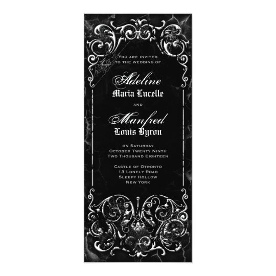 Gothic Victorian Spooky Black & White Wedding Card