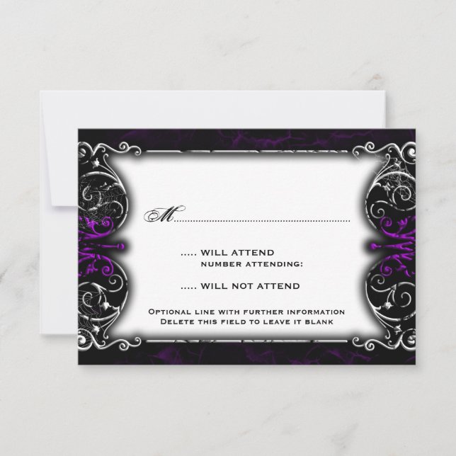 Gothic Victorian Spooky Purple RSVP Card (Front)