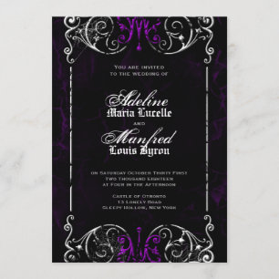 Gothic Victorian Spooky Purple Wedding Invite
