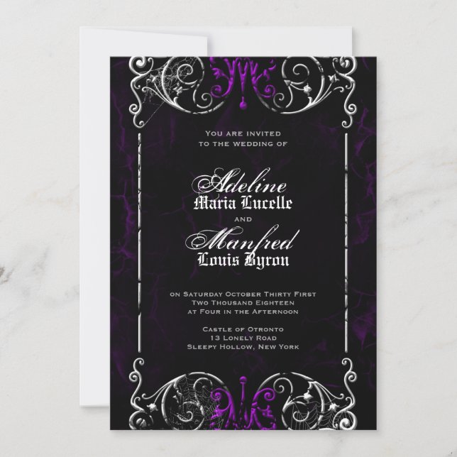 Gothic Victorian Spooky Wedding Invite (Front)